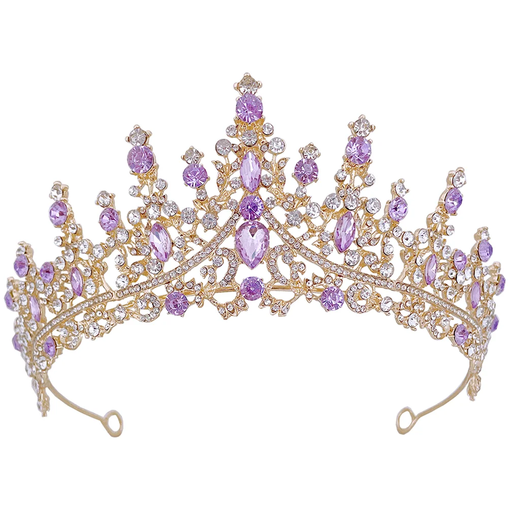 

Женская свадебная тиара, фиолетовая корона с кристаллами, свадебный головной убор для невесты, маленькая Тиара для выпускного вечера