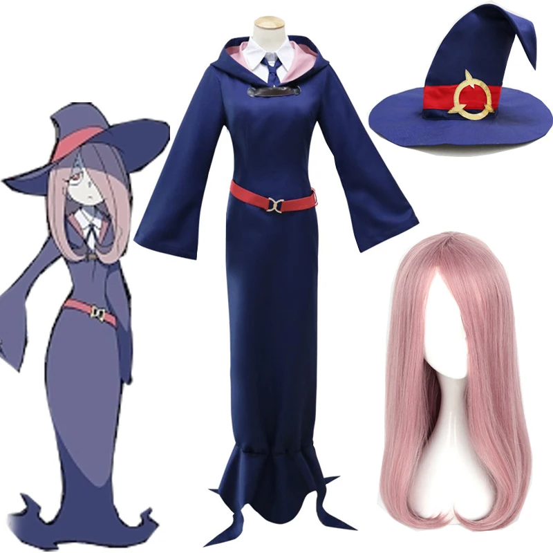 

Anime Little Witch Academia Academy Sucy Manbavaran Akko Kagari Lotte Cosplay Costume Dress Uniform Wig Hat For Women Halloween