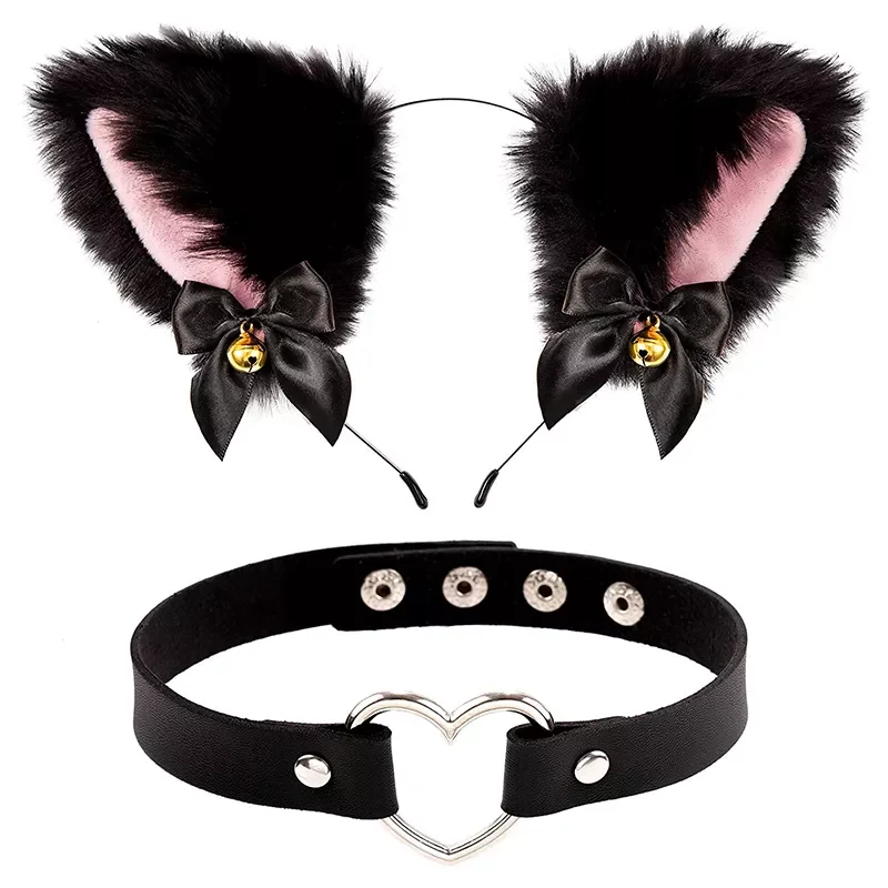 New in Black Cat Ear Headband with Bell Heart Chocker Necklace Girl Plush Furry Cat Ear Hair Band Women Girls Cosplay Party Dres
New in Black Cat Ear Headband with Bell Heart Chocker Necklace Girl Plush Furry Cat Ear Hair Band Women Girls Cosplay Party Dres