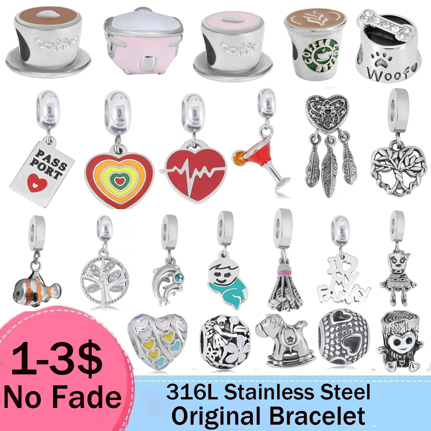 3pcs Stainless Steel Charm Christmas Family Heart Tassel Pendant Beads Fit Original Pandoraer Bracelet for Women DIY Jewelry
3pcs Stainless Steel Charm Christmas Family Heart Tassel Pendant Beads Fit Original Pandoraer Bracelet for Women DIY Jewelry