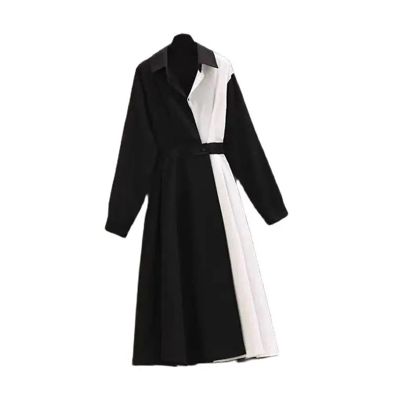 Платье-рубашка женское средней длины, с отложным воротником и длинным рукавом
Платье-рубашка женское средней длины, с отложным воротником и длинным рукавом