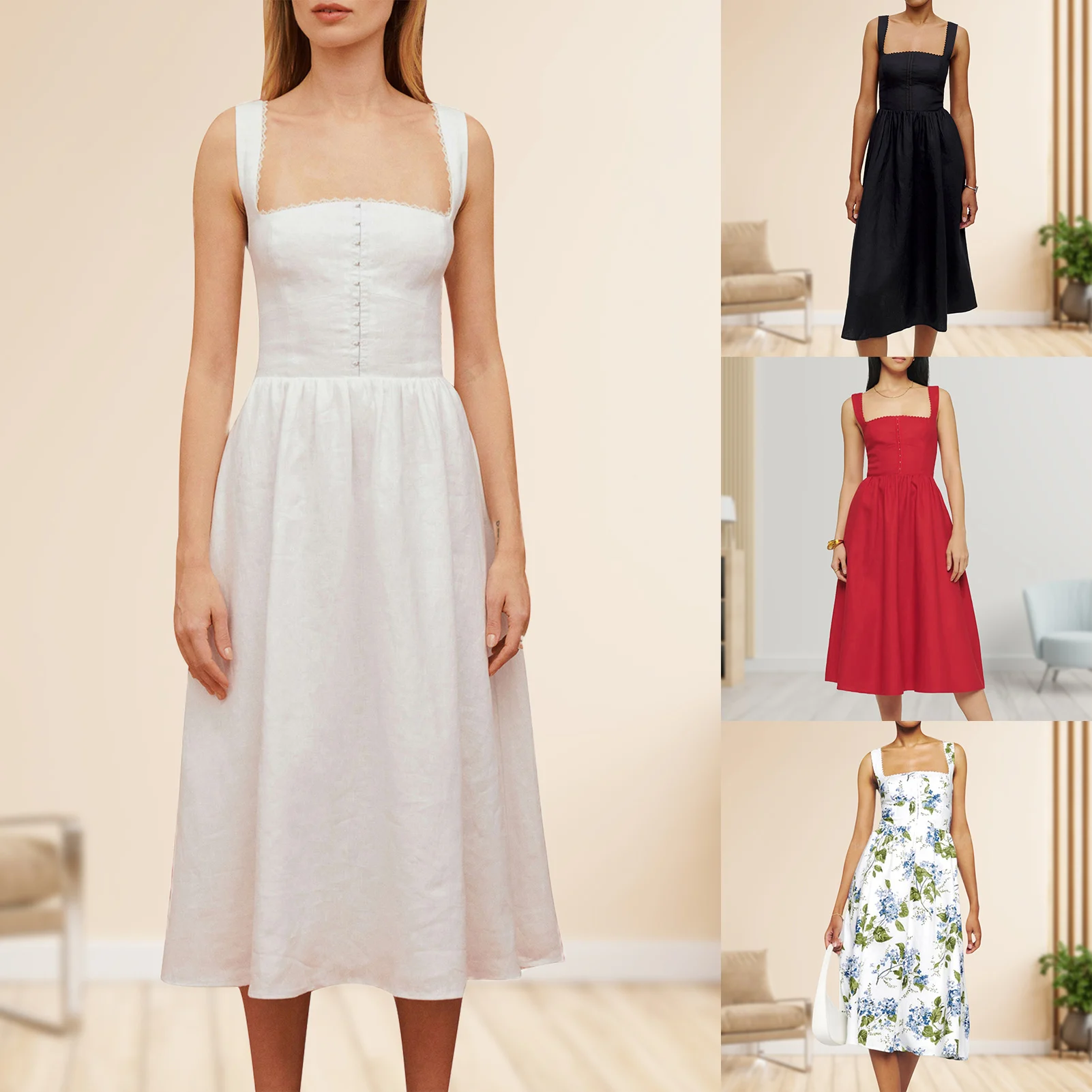 Summer Robe 2023 Dress Women Square Neck Long Party Dresses Sexy Tank Backless Spaghetti Strap Maxi Female Lace Vestidos Mujer
Summer Robe 2023 Dress Women Square Neck Long Party Dresses Sexy Tank Backless Spaghetti Strap Maxi Female Lace Vestidos Mujer