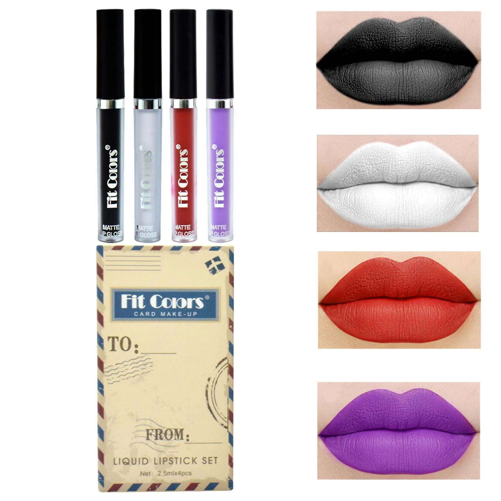 

Halloween Lipstick 4 Colors Lipstick Makeup Set Matte Lipstick Lasting Beauty Lips Intense Pigments Waterproof Long Lasting Lip