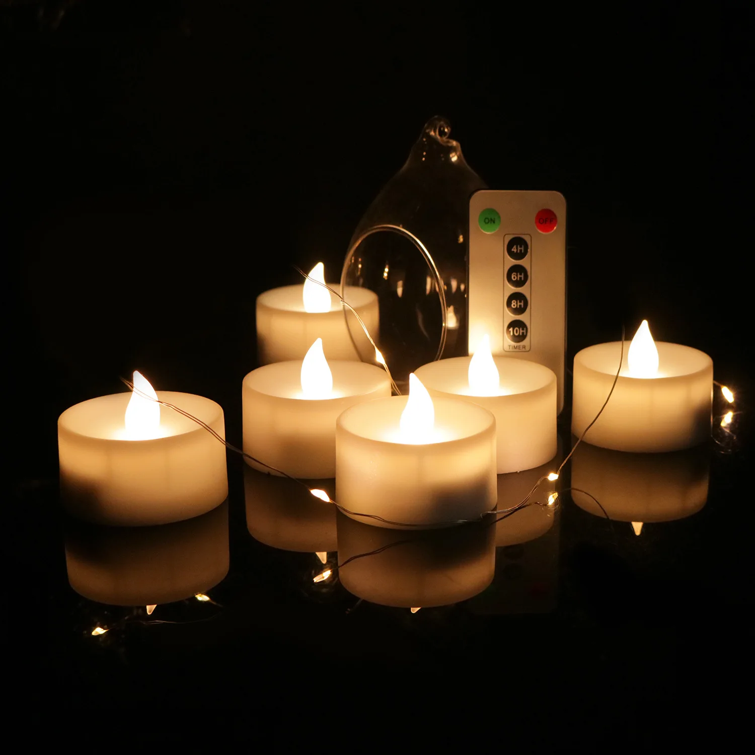 

6pcs LED Flameless Candles Light Remote Control Tea Lights Flickering Battery Powered Tealights For Home Decor Holiday Wedding