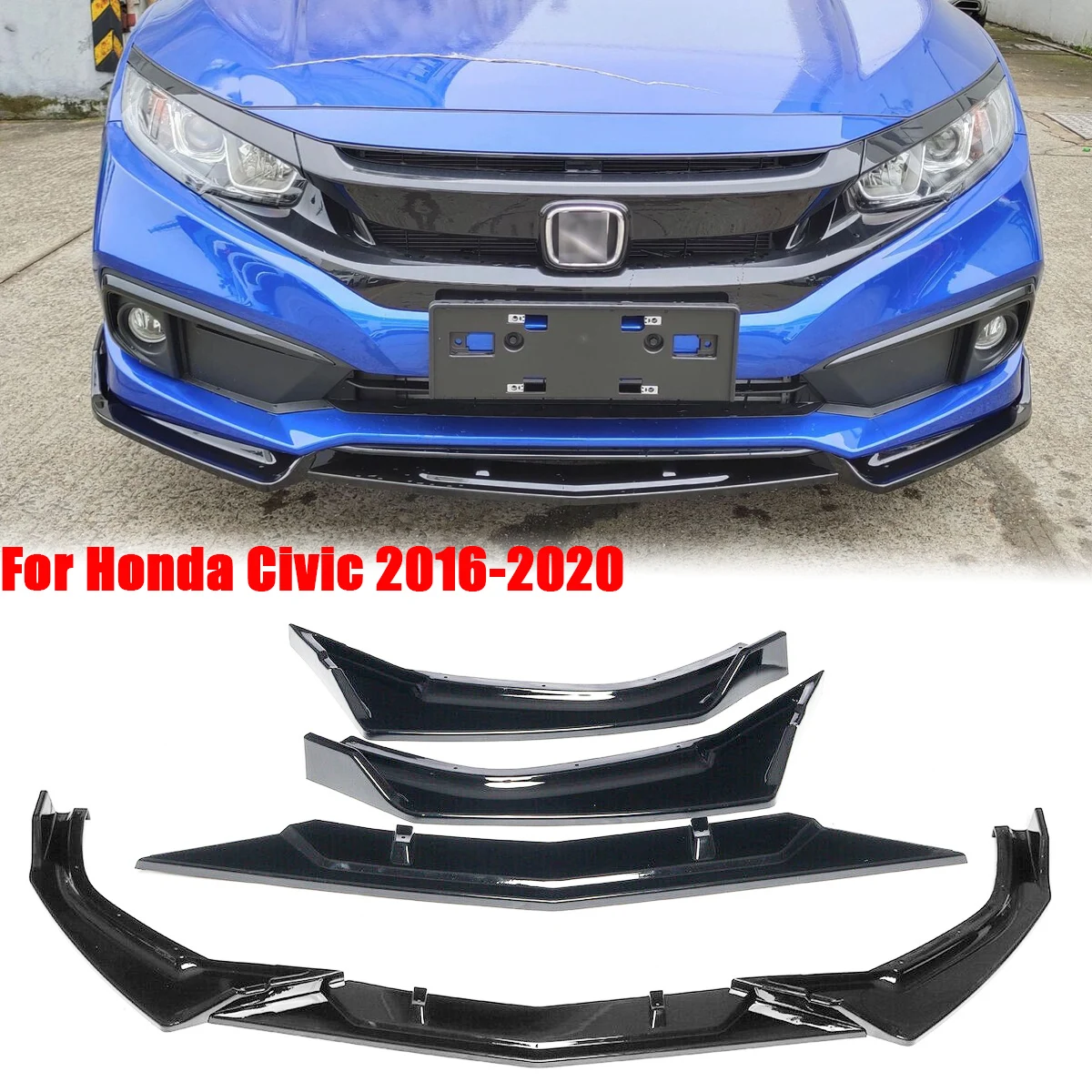 

Передний бампер для Honda Civic 2016-2020 10-го поколения, спойлер, боковые разветвители, диффузор, комплект кузовов, защита, автомобильные аксессуары