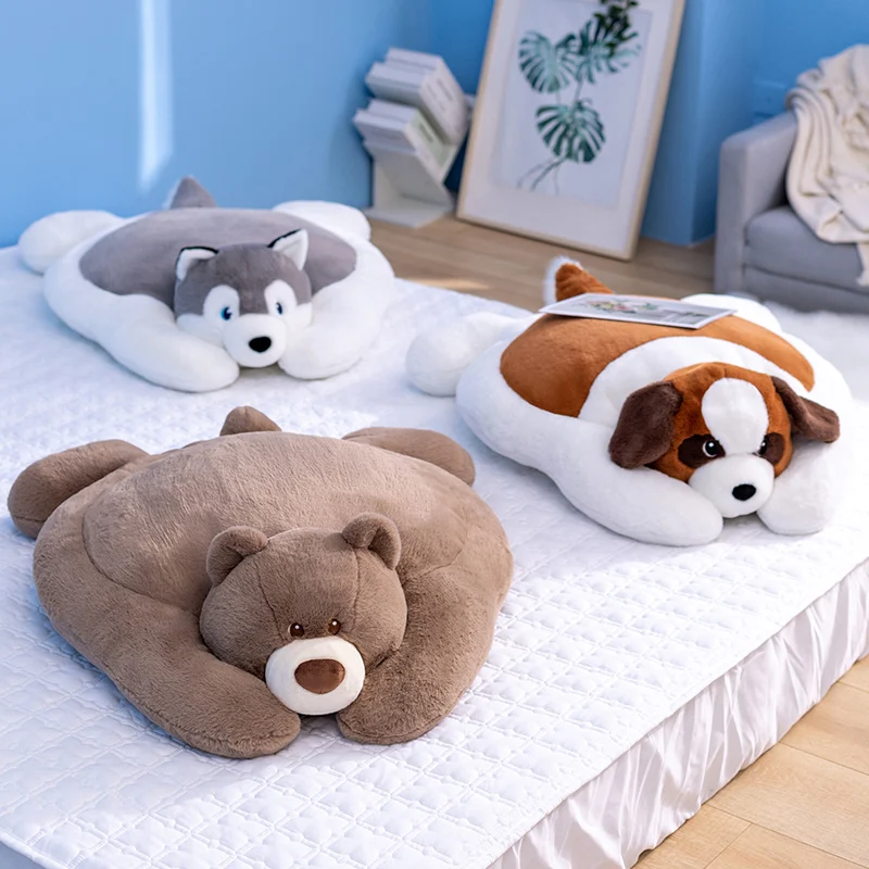 

80CM Cartoon Soft Cushion Popular Bear Dog Husky Plush Toy Stuffered Dolls Plush Mat Animal Pillow Cushion Baby kids Gift