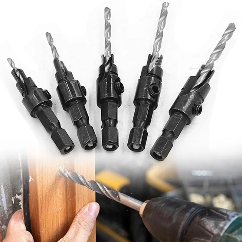 5pcs Countersink Drill Woodworking Drill Bit Set Drilling Pilot Holes for Screw Sizes #5 #6 #8 #10 #12 with A Wrench Tools
5pcs Countersink Drill Woodworking Drill Bit Set Drilling Pilot Holes for Screw Sizes #5 #6 #8 #10 #12 with A Wrench Tools