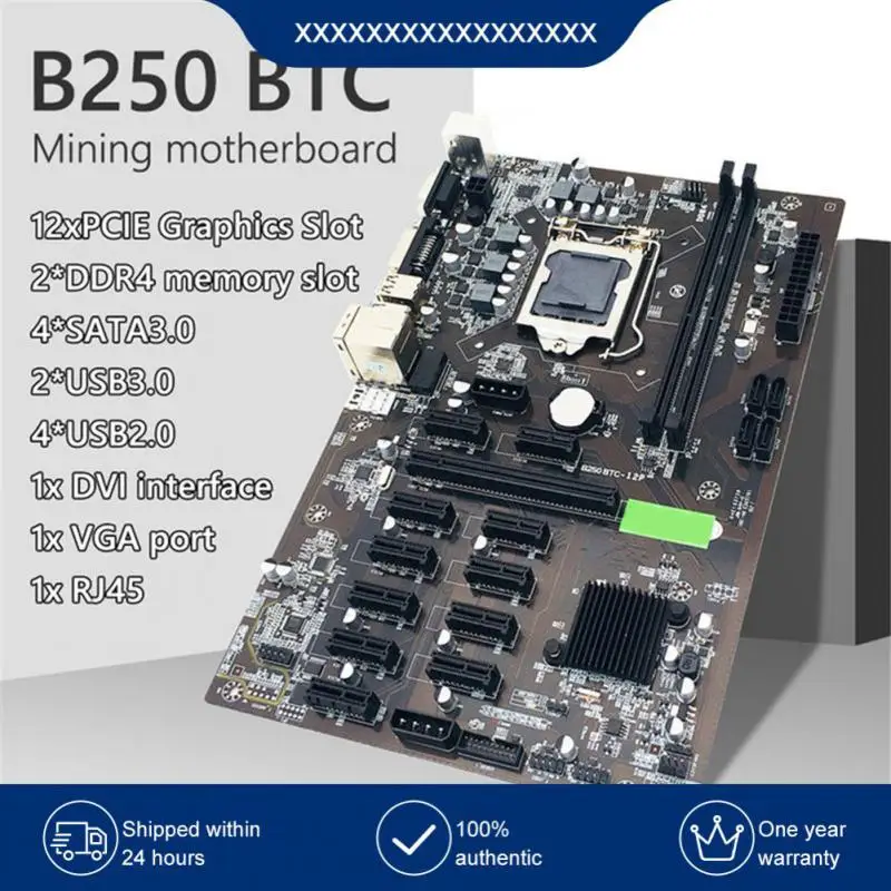 

Lightweight Bitcoin Btc Eth Miner B250 Mining Motherboard Black Intel B250 Chipset 1 Pcs Usb 3.0 Vga Dvi-i For 12 Graphics Card