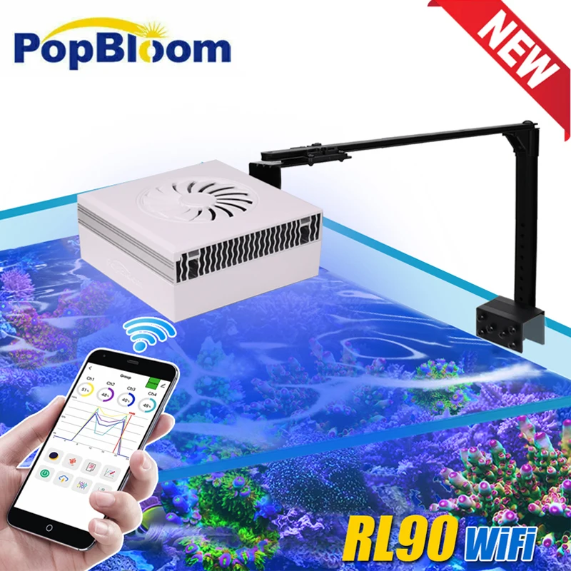 

PopBloom RL90 WiFi Aquarium Light, Smart Program Marine Aquarium Lamp for 40cm-60cm 24" Reef Coral SPS/LPS Saltwater Fish Tank