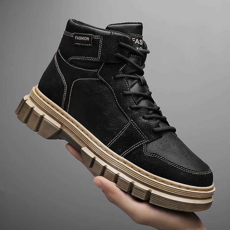 Мужские ботинки Coslony, новинка сезона осень-весна 2022, высокие мужские ботинки, изысканная модная обувь из искусственной кожи с круглым носком... 
Мужские ботинки Coslony, новинка сезона осень-весна 2022, высокие мужские ботинки, изысканная модная обувь из искусственной кожи с круглым носком...