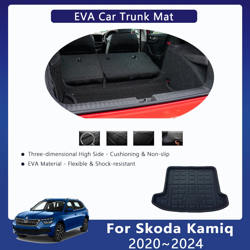 

Автомобильные коврики для заднего багажника из ЭВА для Skoda Kamiq NW4 2020 2021 2022 2023, водонепроницаемый багажник, искусственный грузовой ковер, автомобильные аксессуары