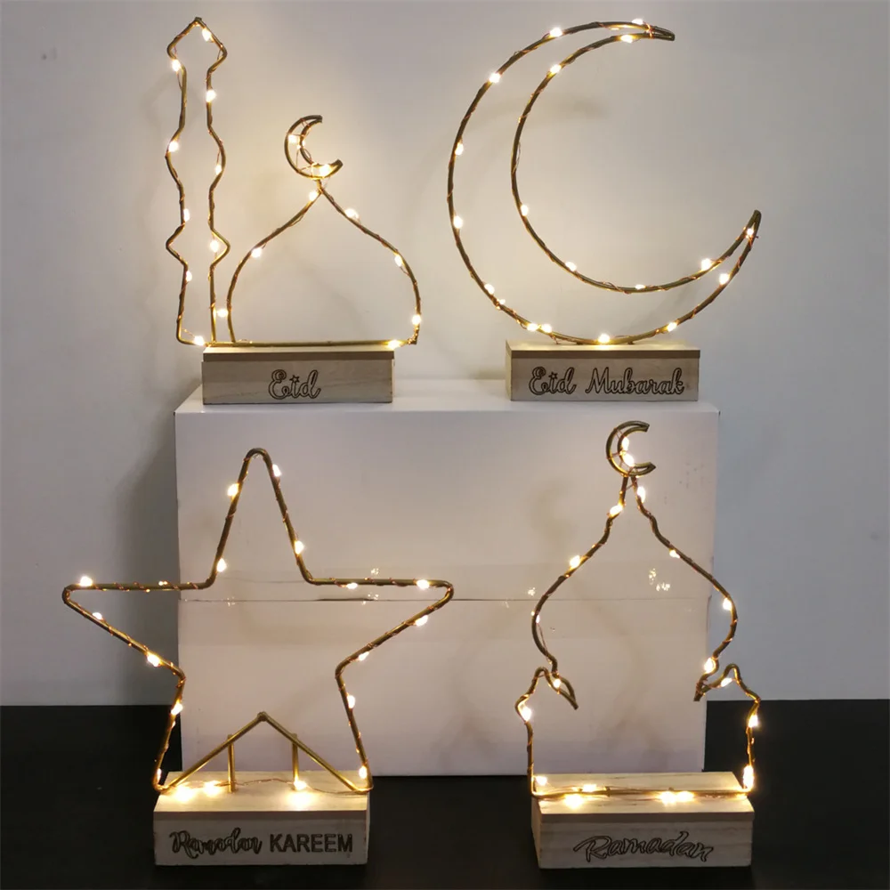 Eid Mubarak Decorations Metal Wooden Moon Star Night Lights Table Top Ornaments for Home Party Decor Supplies Eid Al-Adha Gifts
Eid Mubarak Decorations Metal Wooden Moon Star Night Lights Table Top Ornaments for Home Party Decor Supplies Eid Al-Adha Gifts