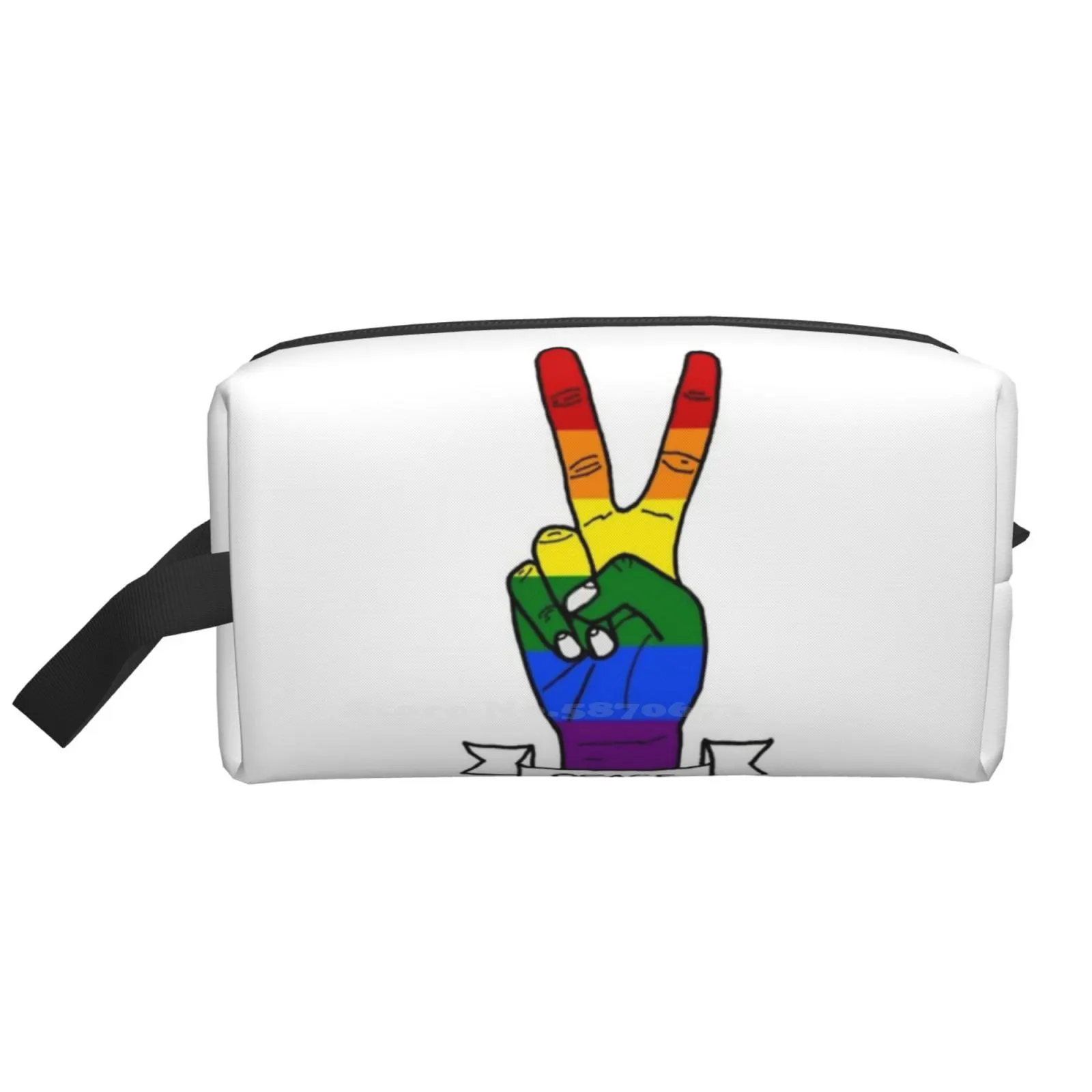 

Rainbow Peace Sign Data Cable Usb Bag Travel Sport Storge Bags Peace Hand Fingers Banner Peace Sign Red Vegan Vegetarian Peace