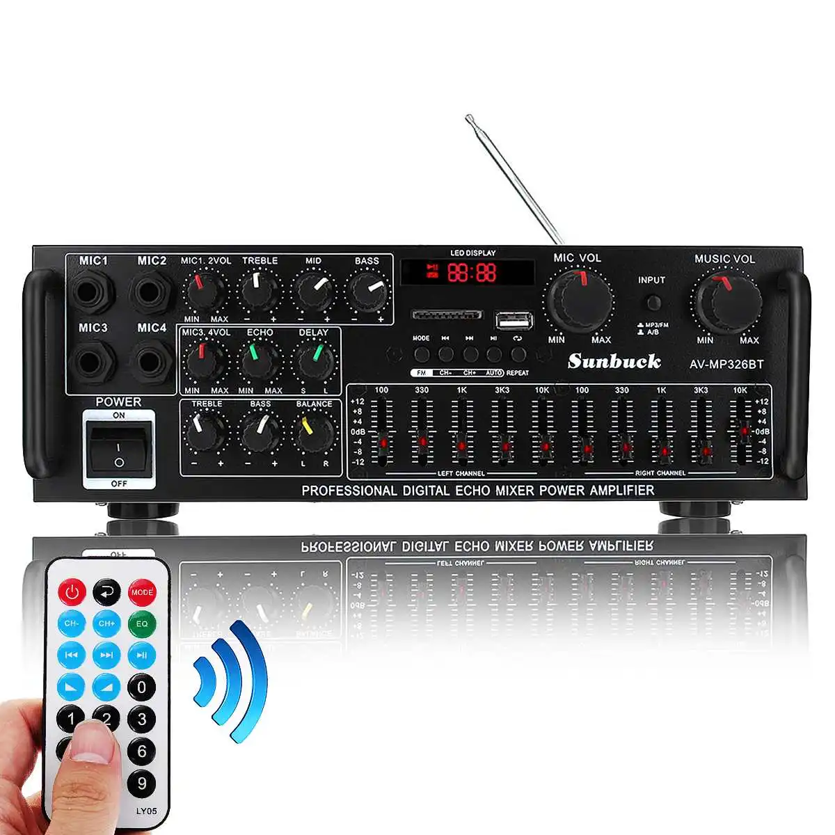 BIG SALE 2000W 5.0 bluetooth 2 Channel Audio HiFi Amplifier Stereo DC 12V 220V AV Amp Speaker Reverb Equilibrium 326BT
BIG SALE 2000W 5.0 bluetooth 2 Channel Audio HiFi Amplifier Stereo DC 12V 220V AV Amp Speaker Reverb Equilibrium 326BT