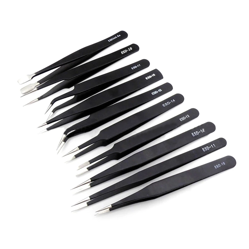 1 Set of 10 Pieces Stainless Steel ESD Tweezers Anti-static Tweezers for Electronics Repair Craft Jewelry
1 Set of 10 Pieces Stainless Steel ESD Tweezers Anti-static Tweezers for Electronics Repair Craft Jewelry
