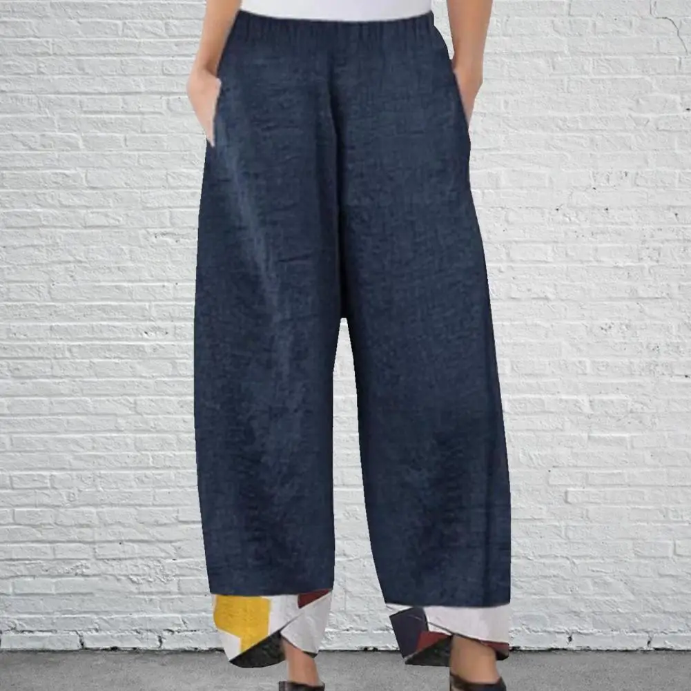 Cotton Linen Pants Women Loose Print Irregular Trousers Elastic Waist Pockets Ninth-Length Wide Leg Pants Trousers Streetwear
Cotton Linen Pants Women Loose Print Irregular Trousers Elastic Waist Pockets Ninth-Length Wide Leg Pants Trousers Streetwear