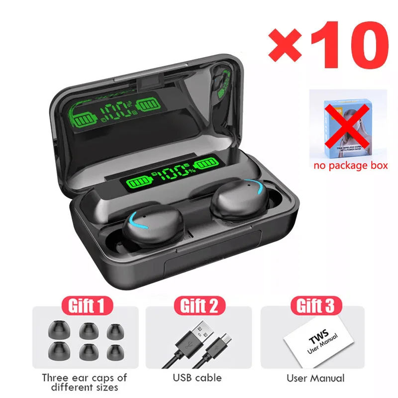 

10PCS Wholesale Wireless Earphones TWS Bluetooth HIFI Earbuds Headsets Headphones With Mic Charging F9 5C For Sports Games Phone