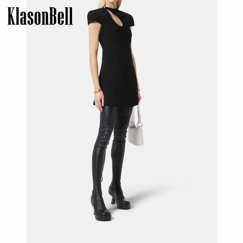 8.8 KlasonBell Elegant Vintage Round Neck Hollow Out Design Slim Short Black Dress Women
8.8 KlasonBell Elegant Vintage Round Neck Hollow Out Design Slim Short Black Dress Women