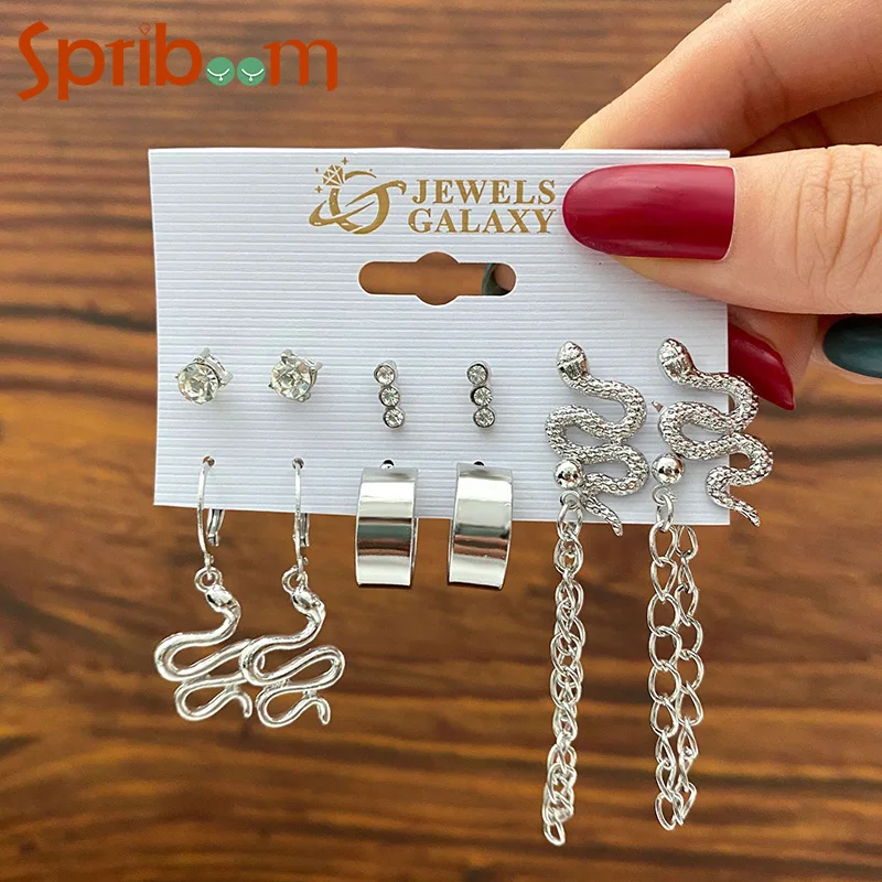 6Pairs/set Snake Chain Dangle Earrings for Women Creative Silver Color Butterfly Stars Earring Fashion Party Jewelry Girls Gifts
6Pairs/set Snake Chain Dangle Earrings for Women Creative Silver Color Butterfly Stars Earring Fashion Party Jewelry Girls Gifts