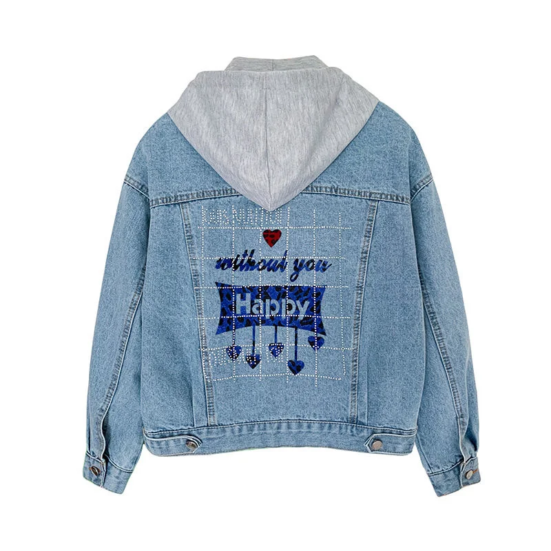 

2022 Spring Oversized Loose BF Vintage Blue Jean Hood Woman Jacket For Women Coat Cowboy Denim Jacket Coats Women's Jackets