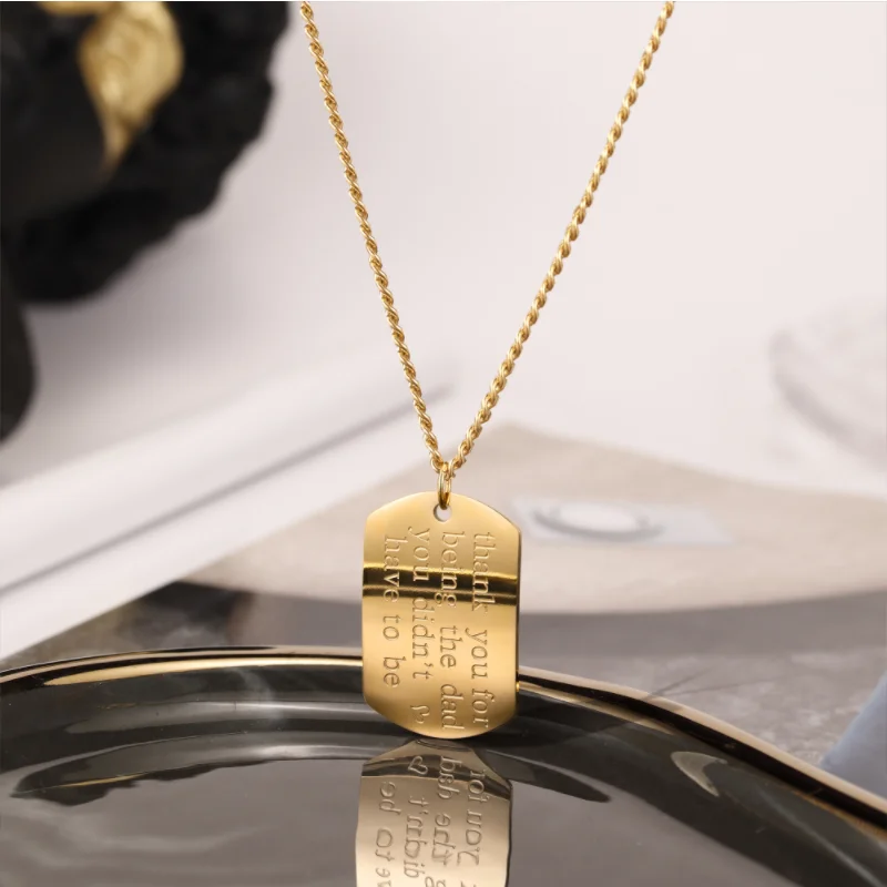 New Stylish Hiphop Gold Plated Stainless Steel Personalized Inspirational Engraved Letters Square Pendant Necklace
New Stylish Hiphop Gold Plated Stainless Steel Personalized Inspirational Engraved Letters Square Pendant Necklace