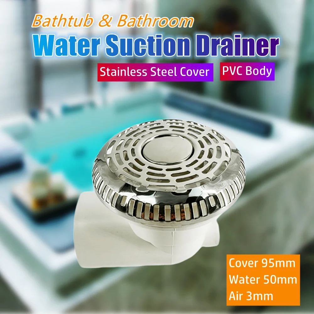 

95mm Cover 50mm Water Mesh Bathtub Water Suction Stainless Steel Cover PVC Base Bathtub Backwater Drain Hot Tub Suction Drainer