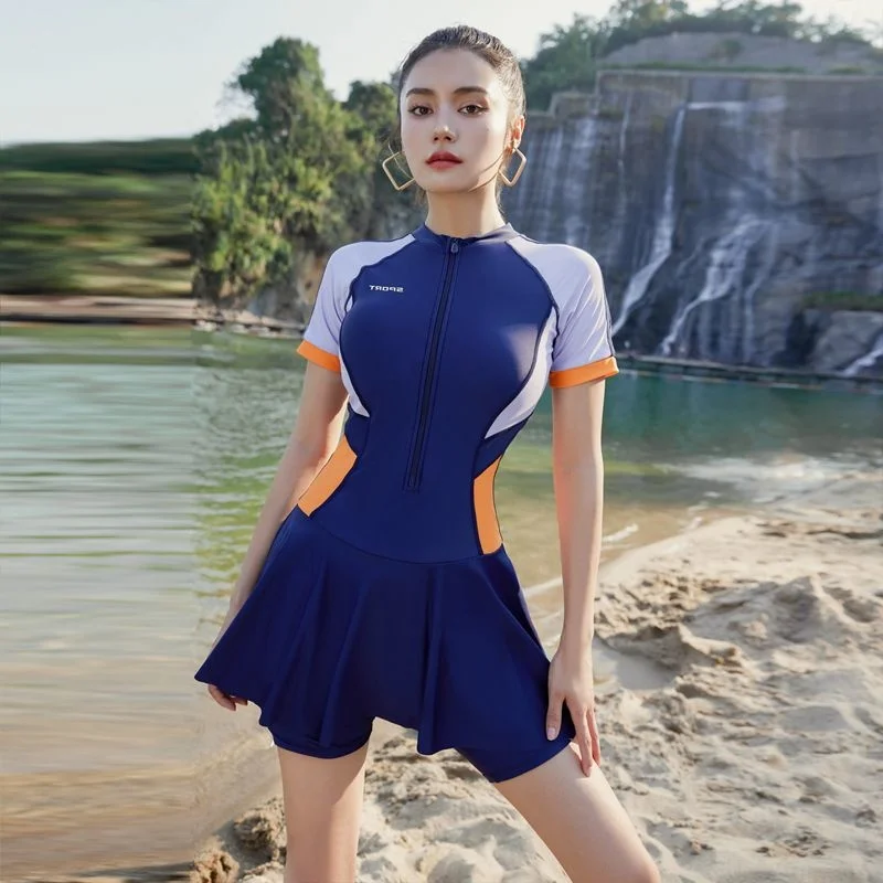 Women One Piece Bathing Suit Sports Plus Size Short Sleeves Patchwork Beach Wear Padded Ladies Swimsuit Surfing Suits 2023
Women One Piece Bathing Suit Sports Plus Size Short Sleeves Patchwork Beach Wear Padded Ladies Swimsuit Surfing Suits 2023