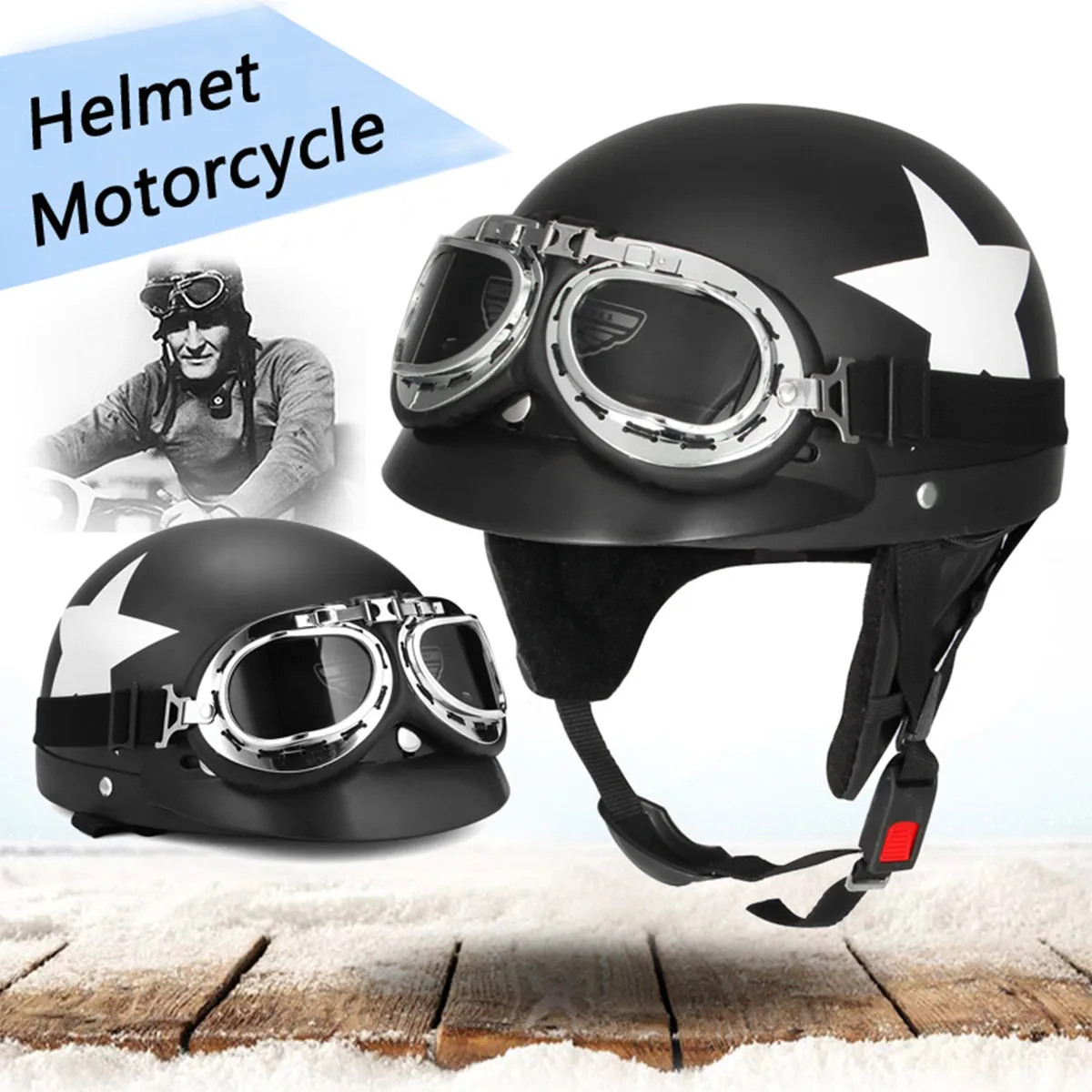 Universal ABS Motorcycle Helmet Vintage Style Half Open Face Helmet Biker Scooter w/ Goggles Vintage/ Visor For Honda For Yamaha
Universal ABS Motorcycle Helmet Vintage Style Half Open Face Helmet Biker Scooter w/ Goggles Vintage/ Visor For Honda For Yamaha