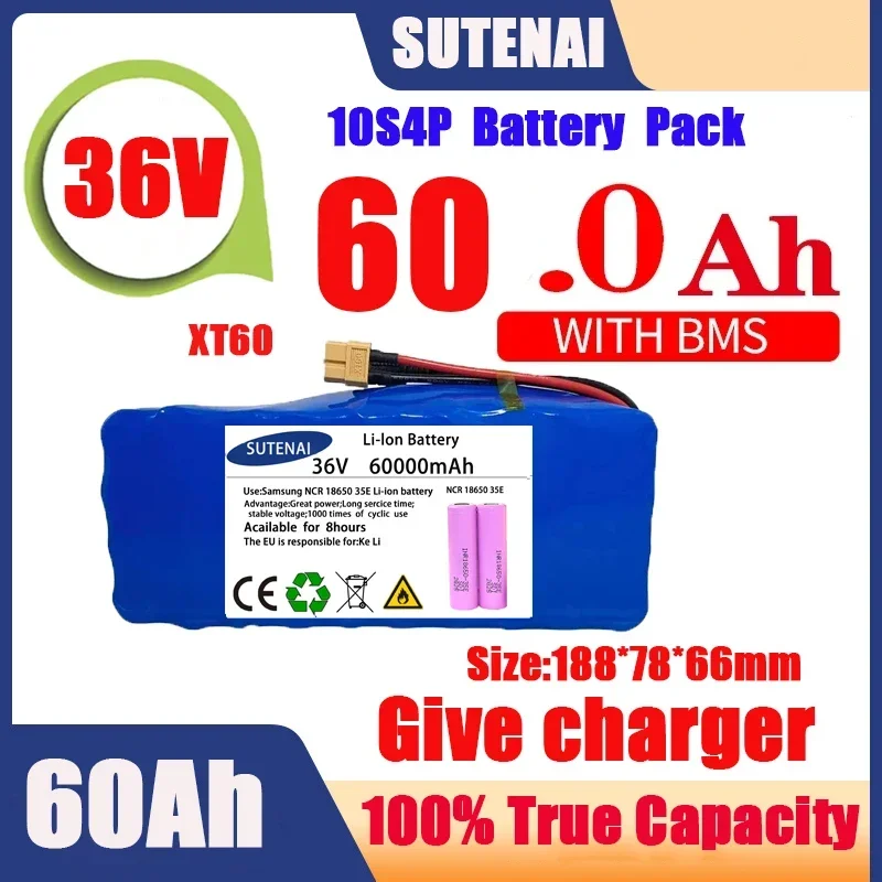 Original 36V battery 10S4P120Ah battery pack 500W high power battery 42V 120000mAh Ebike electric bike BMS+42V2A Charger
Original 36V battery 10S4P120Ah battery pack 500W high power battery 42V 120000mAh Ebike electric bike BMS+42V2A Charger