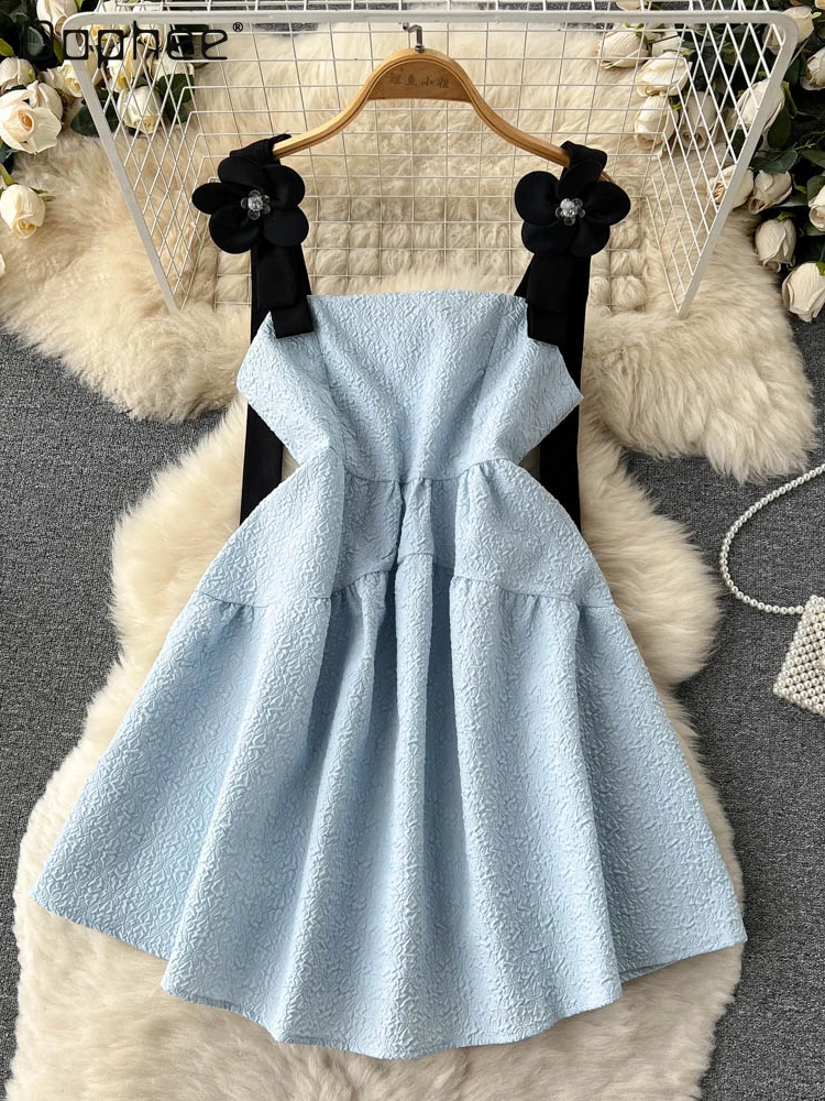 French Princess Jacquard Square Collar Slip Dress Women's Summer 2022 New Advanced Blue Sleeveless Puff Short Sling Dresses
French Princess Jacquard Square Collar Slip Dress Women's Summer 2022 New Advanced Blue Sleeveless Puff Short Sling Dresses