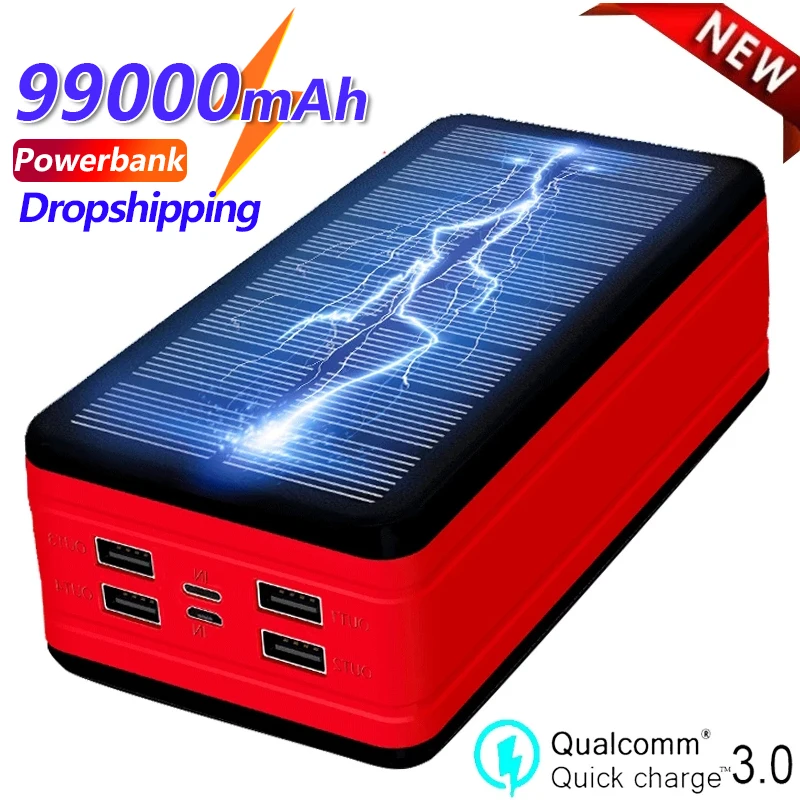 99000mAh Solar Power Bank Portable Charger Large Capacity LED 4USB Outdoor Travel External Battery for Samsung Xiaomi IPhone
99000mAh Solar Power Bank Portable Charger Large Capacity LED 4USB Outdoor Travel External Battery for Samsung Xiaomi IPhone