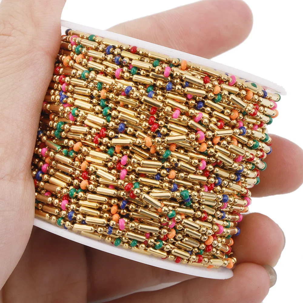 Enamel Drip Oil Color Ball Chain Bean Necklace Stainless Steel Bead Chain For DIY Jewelry Making
Enamel Drip Oil Color Ball Chain Bean Necklace Stainless Steel Bead Chain For DIY Jewelry Making