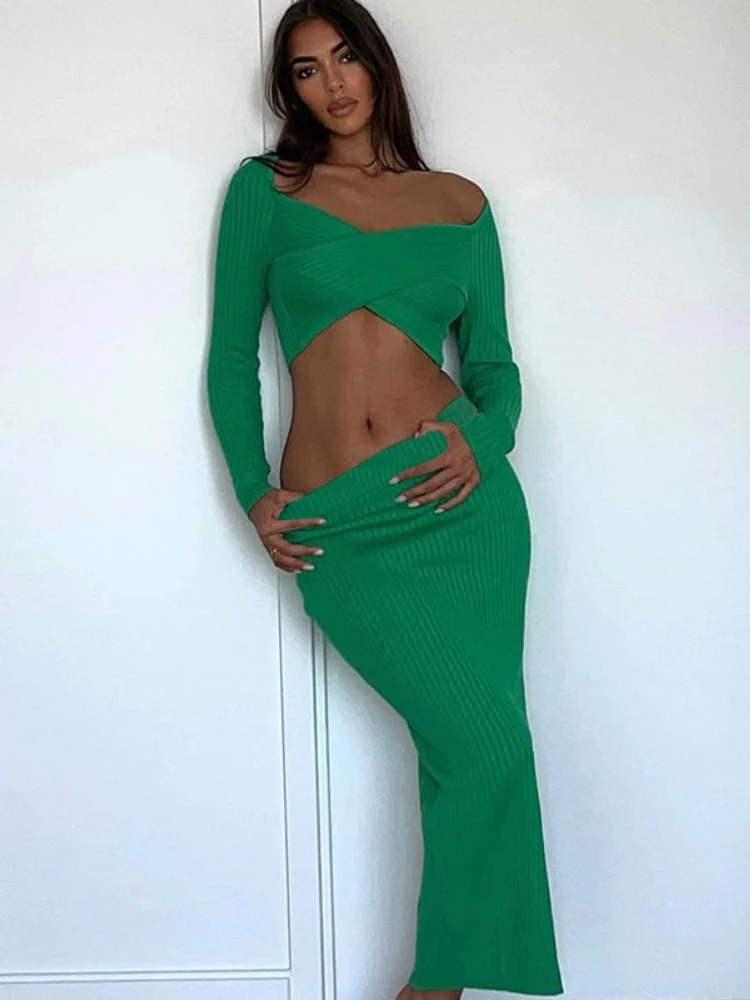 Green Two Piece Skirt Set Women Knitted Long Sleeve Top and Long Skirts Autumn Winter Sexy Dress Sets Y2k Fashion Women Clothing
Green Two Piece Skirt Set Women Knitted Long Sleeve Top and Long Skirts Autumn Winter Sexy Dress Sets Y2k Fashion Women Clothing