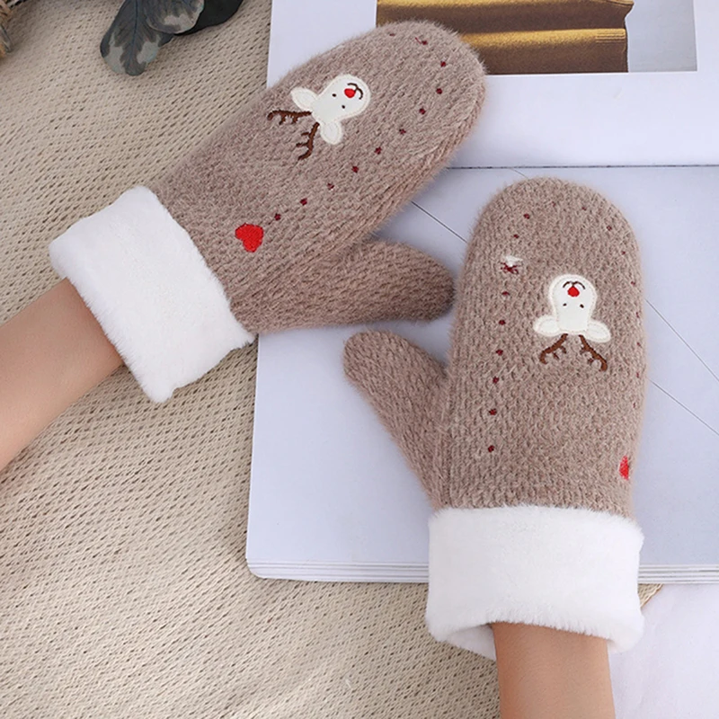 Women Winter Christmas Knitted Full Finger Gloves Prints Cute Cartoon Elk Embroidery Thicken Plush Lined Thermal Mittens Fashion
Women Winter Christmas Knitted Full Finger Gloves Prints Cute Cartoon Elk Embroidery Thicken Plush Lined Thermal Mittens Fashion