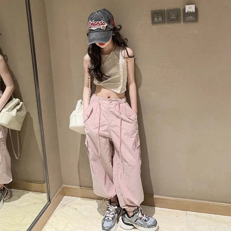 Girls Clothes Set Summer 2023 Thin Vest Cargo Pants Two Pieces Teen Children Tracksuit Casual Sport Trendy Cool Kids Outfits
Girls Clothes Set Summer 2023 Thin Vest Cargo Pants Two Pieces Teen Children Tracksuit Casual Sport Trendy Cool Kids Outfits