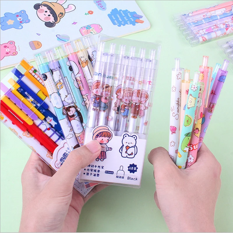 6 Pcs/Set Retractable Gel Pens Set Black Ink Cute kawaii Gel Pen 0.5mm Replaceable Refills Office&school Supplies Stationery
6 Pcs/Set Retractable Gel Pens Set Black Ink Cute kawaii Gel Pen 0.5mm Replaceable Refills Office&school Supplies Stationery