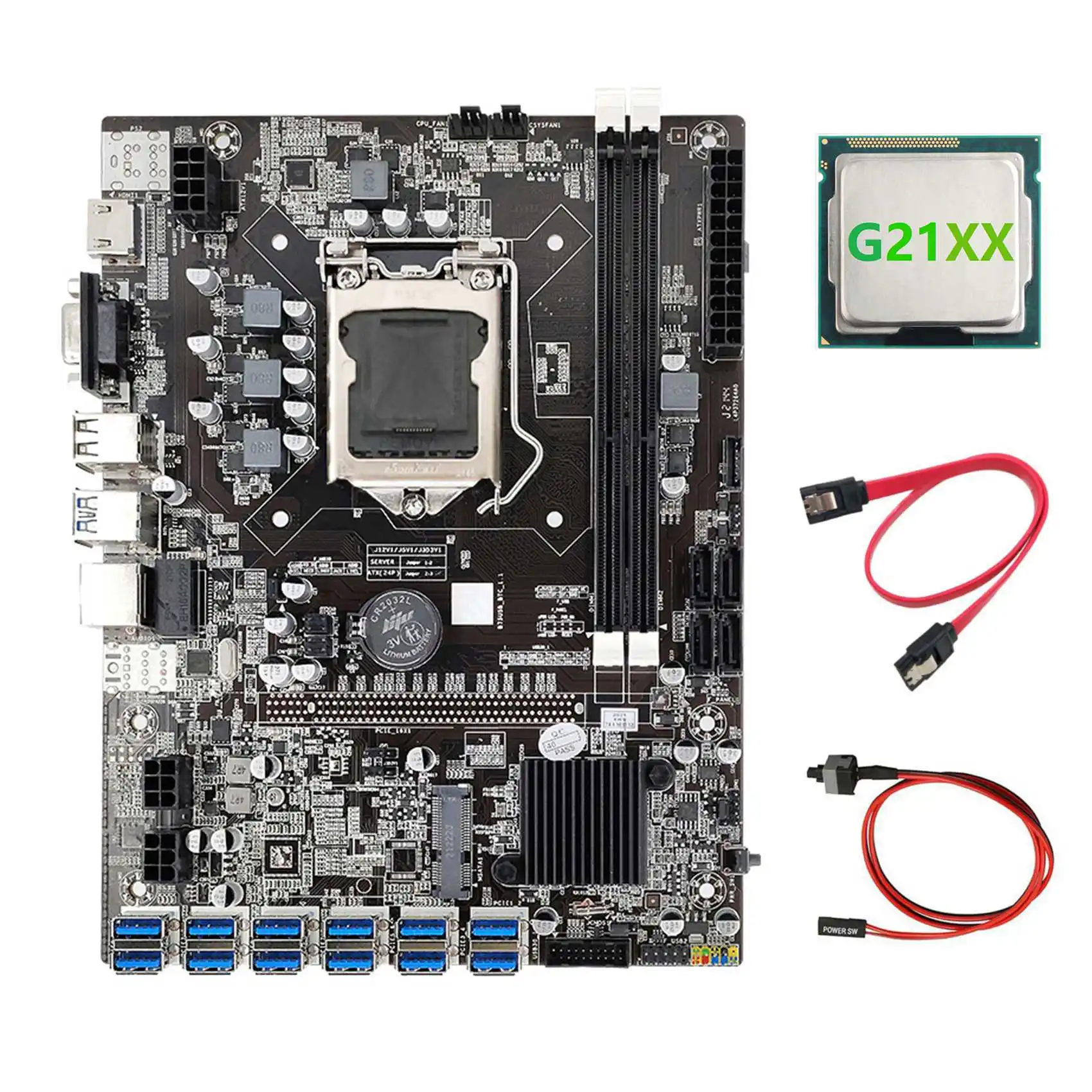 Материнская плата B75 USB ETH для майнинга + ЦП G21XX + кабель SATA + коммутационный кабель 12xpcie на USB3.0 DDR3 LGA1155 материнская плата для майнинга BTC
Материнская плата B75 USB ETH для майнинга + ЦП G21XX + кабель SATA + коммутационный кабель 12xpcie на USB3.0 DDR3 LGA1155 материнская плата для майнинга BTC