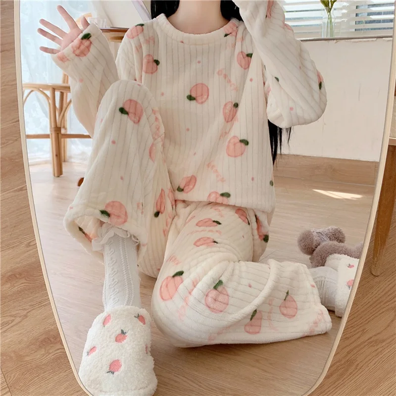 Winter Coral Velvet Pajamas Women'S Cartoon Patterned Lovely Pajamas Set Thickened Warm Student Home Clothes Sleepwear
Winter Coral Velvet Pajamas Women'S Cartoon Patterned Lovely Pajamas Set Thickened Warm Student Home Clothes Sleepwear