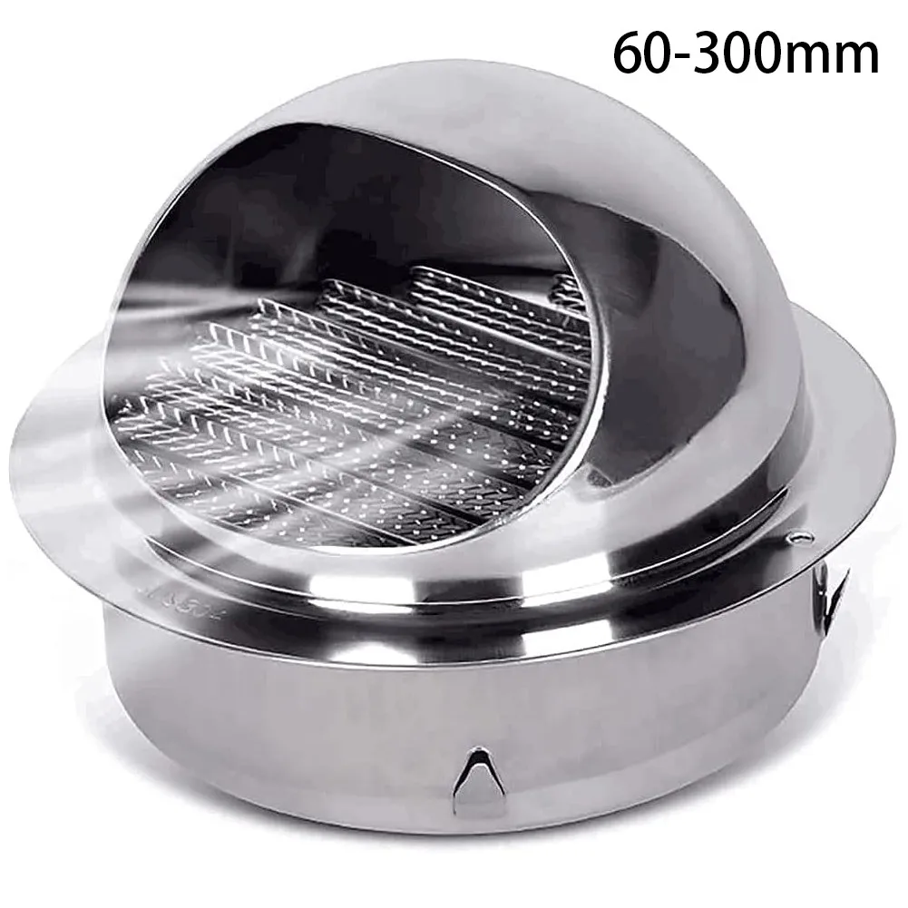 

1 Pcs 250/300mm Air Vent Grille 304 Stainless Steel Round Brush Ox Head External Air Extractor Wall Hood Rain Cap Air Outlet