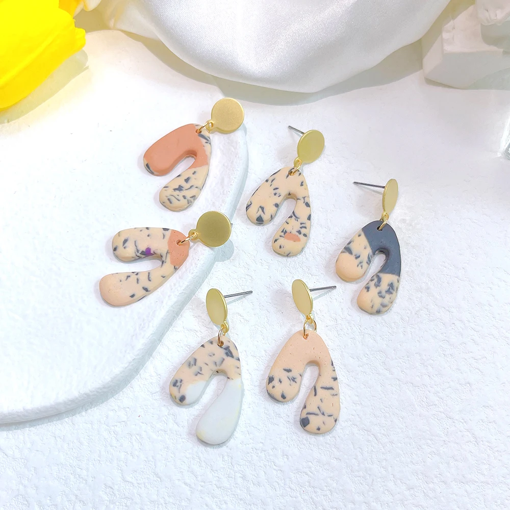 

Geometry Polymer Clay Handmade Earring piercing Imitation jewelry earrings Women dangle pendientes verano 2022 summer trend new