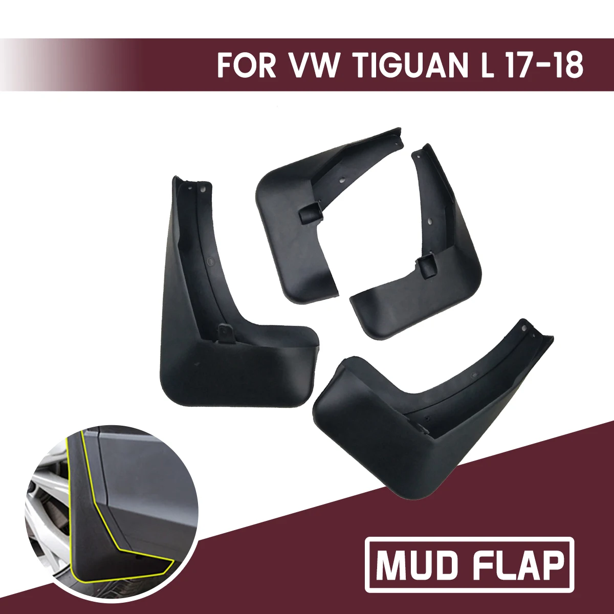 

Car Front Rear Car Mudguards Fender Flares Mud Guard Flap Anti Splash Mudflaps Soft Good Tenacity For VW TIGUAN L 2017-2018