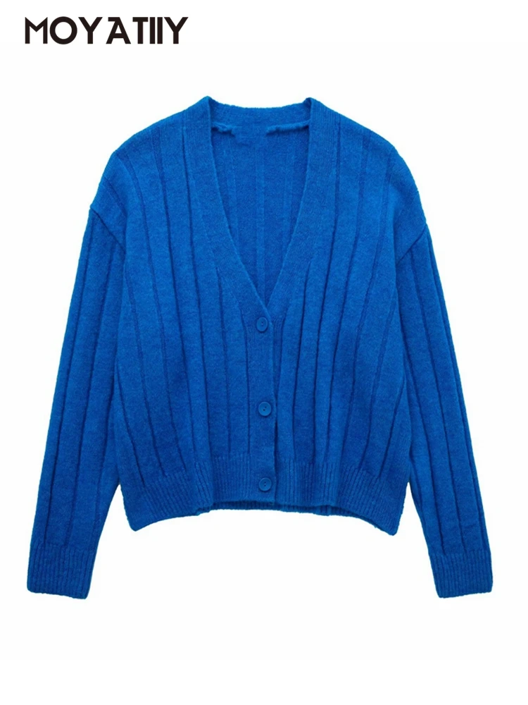 MOYATIIY Women Blue Cardigan Oversized Ribbed Knit Sweaters Vintage Long Sleeve Front Button Female Cardigans Outerwear
MOYATIIY Women Blue Cardigan Oversized Ribbed Knit Sweaters Vintage Long Sleeve Front Button Female Cardigans Outerwear