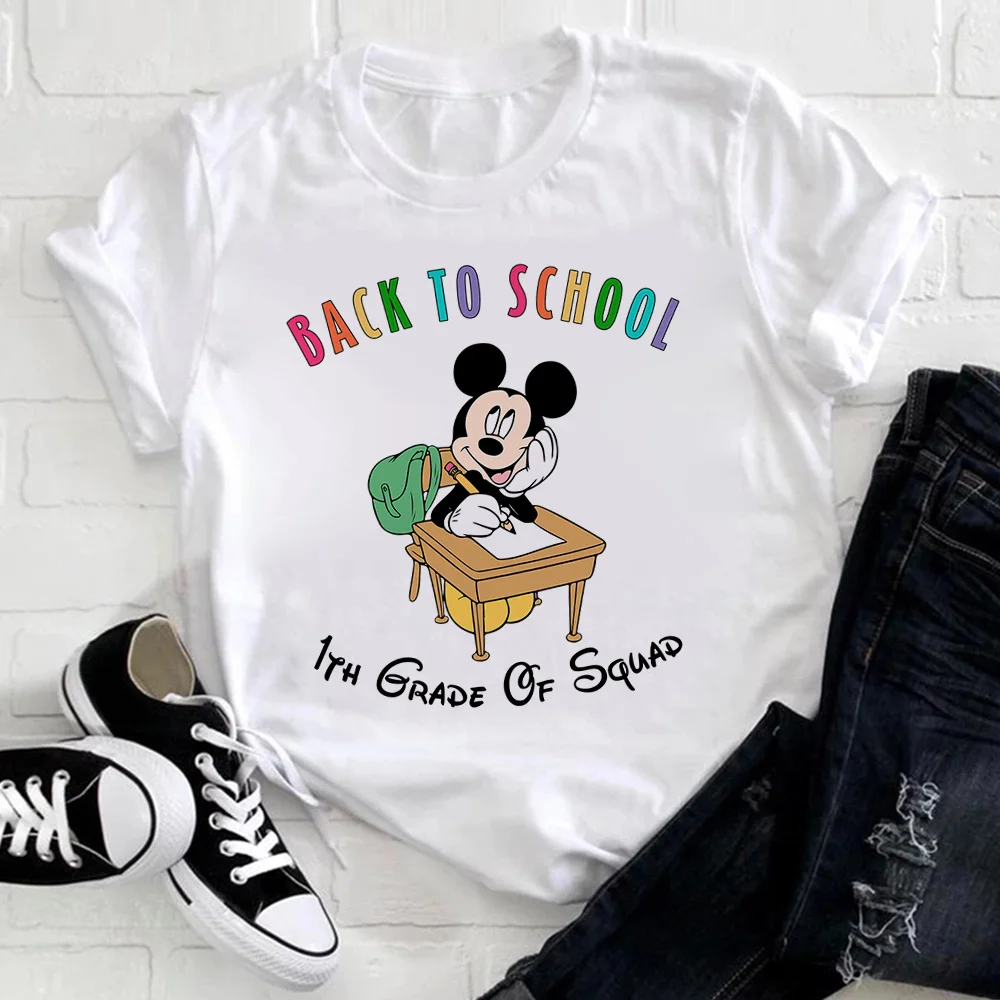 Back To School Disney Mickey T-shirts Women 1th Grade Of Squad Teacher Student Cartoon Aesthetic Clothes Summer Comfy Tops Tee
Back To School Disney Mickey T-shirts Women 1th Grade Of Squad Teacher Student Cartoon Aesthetic Clothes Summer Comfy Tops Tee