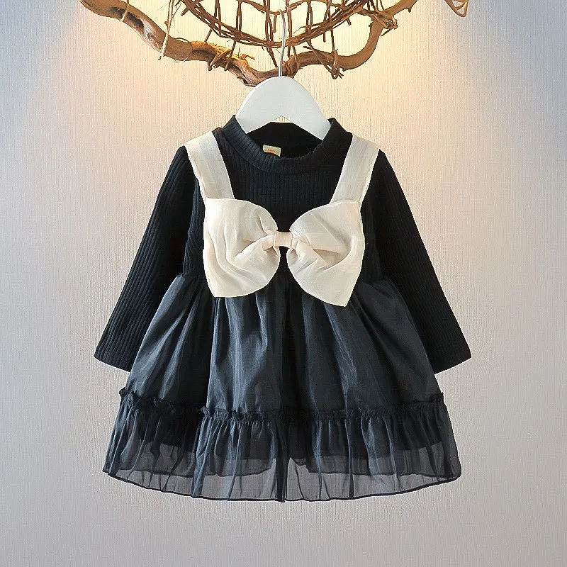 Платье для маленьких девочек, милое черное шифоновое платье принцессы с бантом для девочек, платье с длинным рукавом Вечерние детская одежд... 
Платье для маленьких девочек, милое черное шифоновое платье принцессы с бантом для девочек, платье с длинным рукавом Вечерние детская одежд...