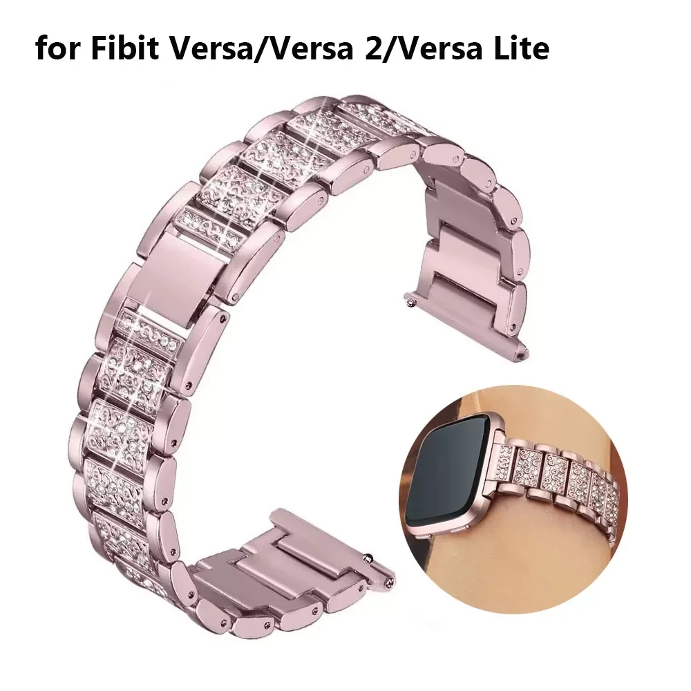 Bling Smart Watch Replacement Bands for Fitbit Versa/Versa 2 Straps for Women Dressy Metal Bracelet Jewlery Wristband Rose Pink
Bling Smart Watch Replacement Bands for Fitbit Versa/Versa 2 Straps for Women Dressy Metal Bracelet Jewlery Wristband Rose Pink