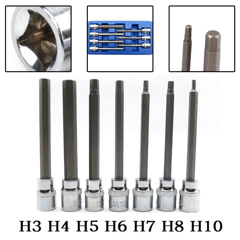 7pcs/set 3/8 Extension Hexagon Socket Spanner Drive Extra Long Hex Socket Adapter Bit Set H3 H4 H5 H6 H7 H8 110mm 21.7x11x4.4cm
7pcs/set 3/8 Extension Hexagon Socket Spanner Drive Extra Long Hex Socket Adapter Bit Set H3 H4 H5 H6 H7 H8 110mm 21.7x11x4.4cm