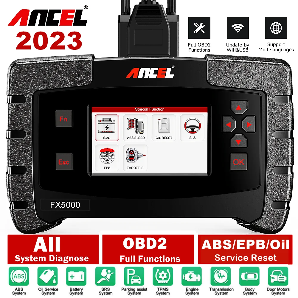 

2023 ANCEL FX5000 Car Scanner EPB Reset Oil Reset ABS Bleeding All System Diagnosis OBD2 Automotive Scanner Lifetime Free Update