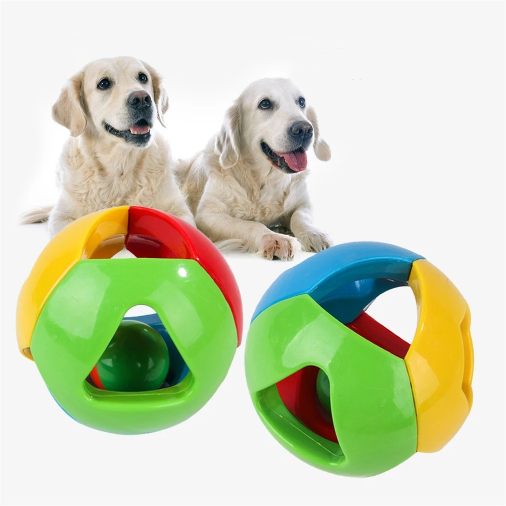 

Pet Bell Ball Cat Dog Interactive Training Toy Kitten Scratching Plastic Rattle Balls Bite Resistant Puppy Chew Hollow Ball Toys