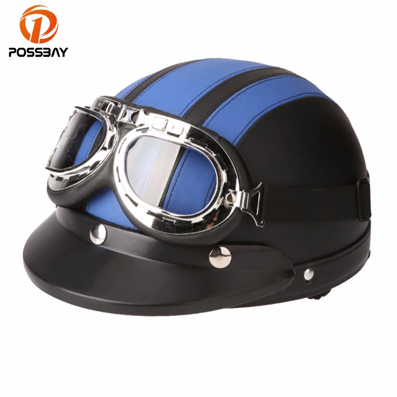 POSSBAY Half Face Vintage Motorcycle Helmet Scooter with Goggles Capacete Casco Moto Men Retro Helmets for kawasaki Yamaha Honda 
POSSBAY Half Face Vintage Motorcycle Helmet Scooter with Goggles Capacete Casco Moto Men Retro Helmets for kawasaki Yamaha Honda