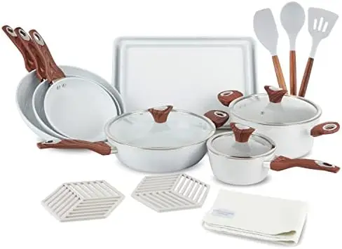 Cookware Set | Non-Stick Ceramic Coating | Oven & Dishwasher Safe | PFOA-Free | Aluminum Pots & Pans Set with Lids | Sta
Cookware Set | Non-Stick Ceramic Coating | Oven & Dishwasher Safe | PFOA-Free | Aluminum Pots & Pans Set with Lids | Sta
